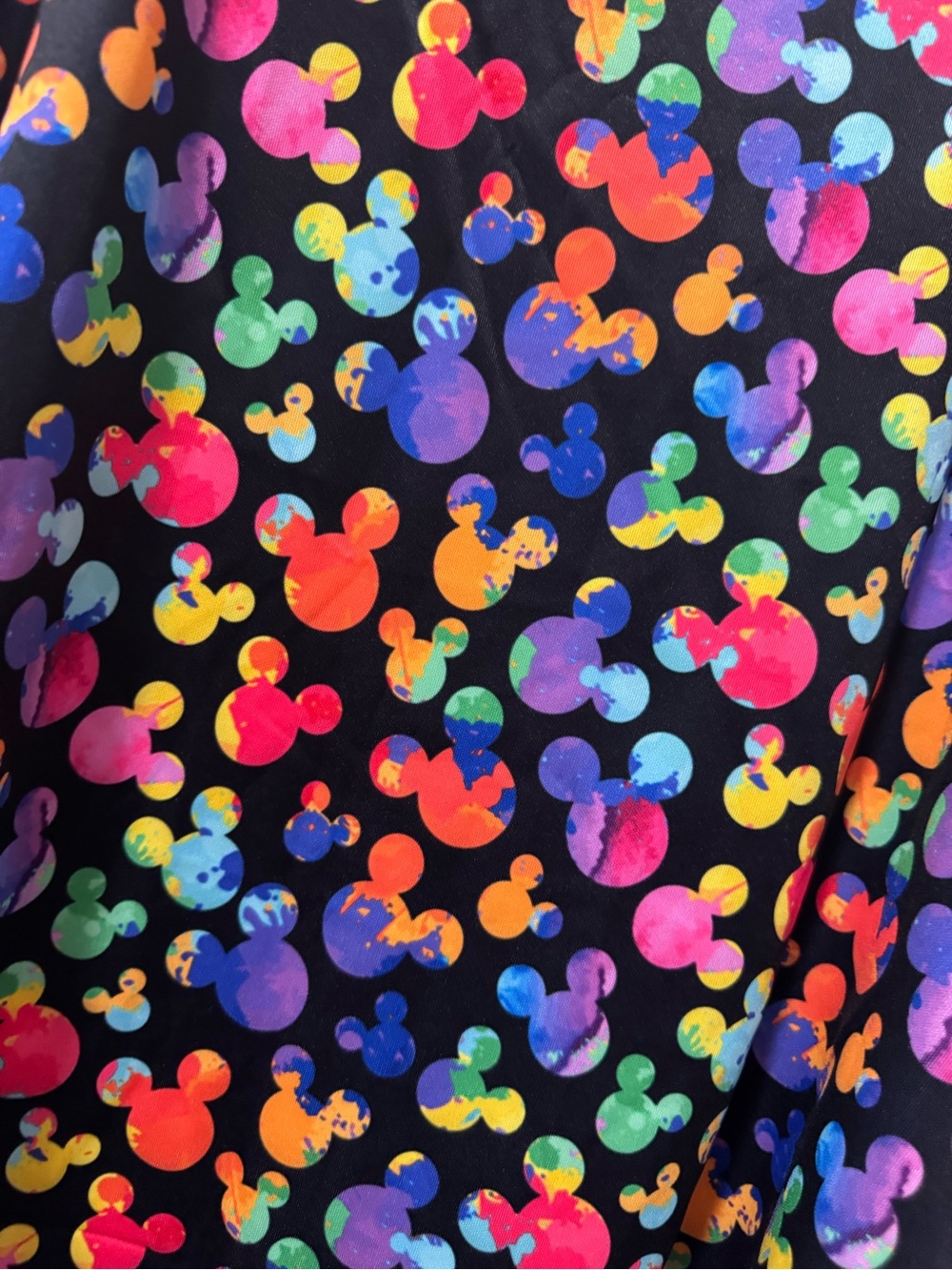 5/$30 Rainbow Mickey Head Print Black A-Line Dress - Picture 2 of 3